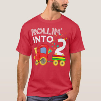 T-shirt Enfants Rollin' en 2 train 2e fête d'anniversaire 