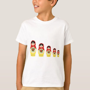T-shirt Enfants russes rouges de poupées d'emboîtement de