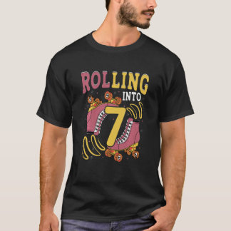 T-shirt Enfants Se Roulant Dans 7 Rouleaux Patinage 7 Anné
