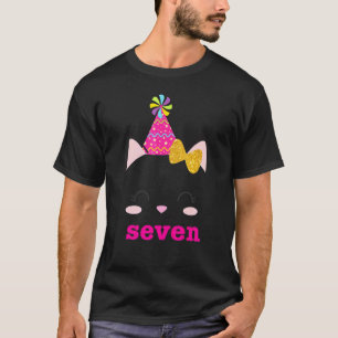 T-shirt Enfants Sept 7ème Anniversaire Fille Thème Chat Ki