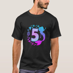 T-shirt Enfants Sirène 5e anniversaire Fille Cinq 5 ans