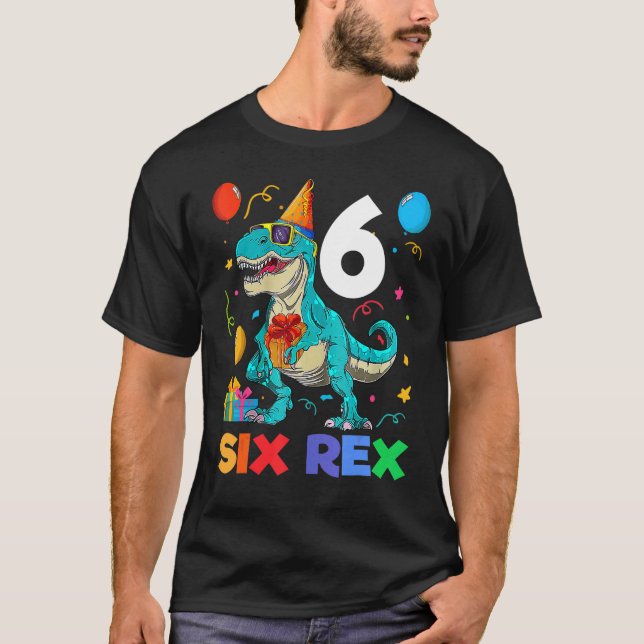 T-shirt Enfants Six Rex 6e Anniversaire Sixième Dinosaure  (Devant)