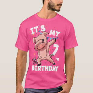 T-shirt Enfants Son 7e anniversaire de 7 ans Cochon Annive