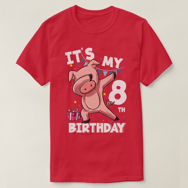T-shirt Enfants Son 8e anniversaire 8 ans Cochon Anniversa (Design devant)
