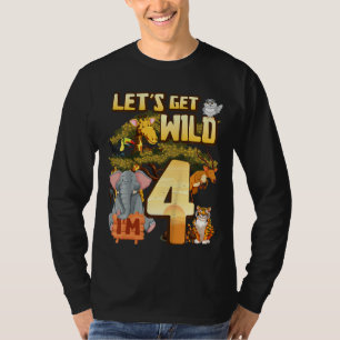 T-shirt Enfants Soyons Sauvages I'm 4 Safari Animal Zoo An