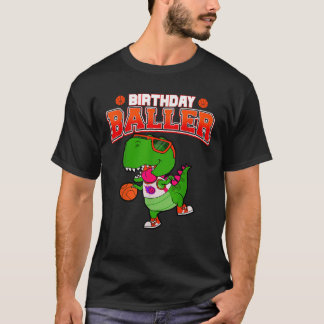 T-shirt Enfants T rex Dinosaur Birday Baller Basketball Pa