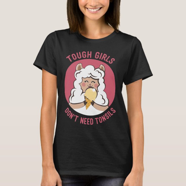 T-shirt Enfants toux filles n'ont pas besoin de tonsils mo (Devant)