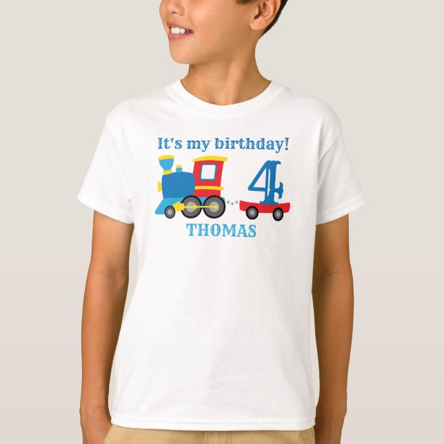 T-shirt Enfants Train Birthday Boy (Devant)