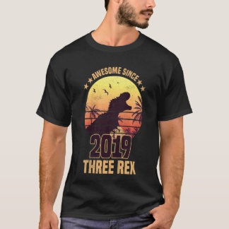 T-shirt Enfants Trois Rex 3e Anniversaire Dinosaur 3 Anniv