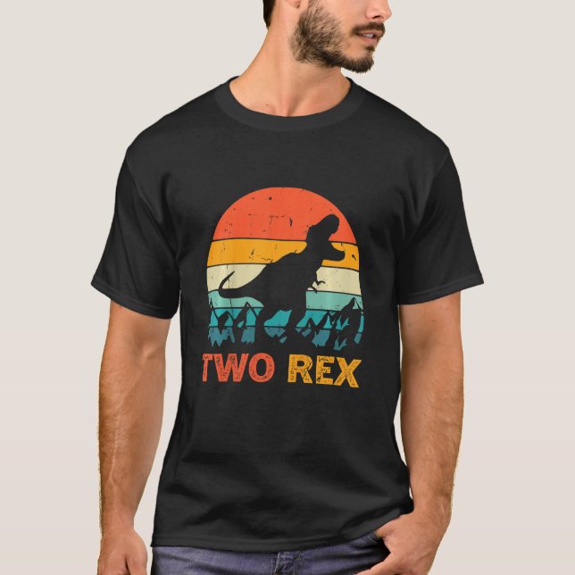 T-shirt Enfants Two Rex Anniversaire Two Rex Dinosaur 2ème (Devant)