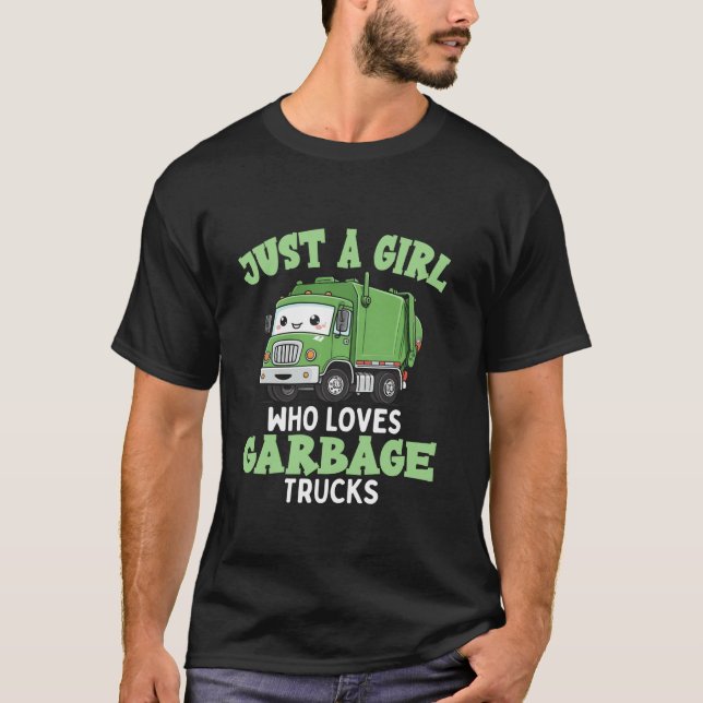 T-shirt Enfants Une Fille Qui Aime Les Garbage Trucks Anni (Devant)
