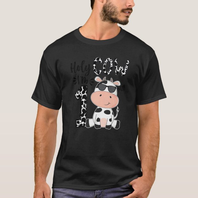 T-shirt Enfants Vache sainte Je suis 1 Anniversaire Garçon (Devant)