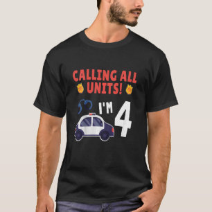 T-shirt Enfants voiture de police 4e anniversaire 4 ans An