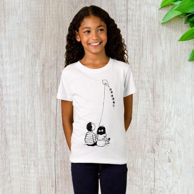 T-shirt Enfants Volant Une Petite Fille Kite (Créateur téléchargé)