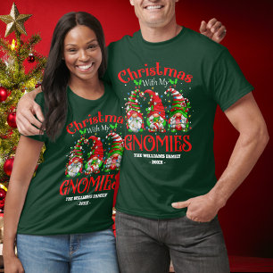T-shirt Enfin Noël Avec Mes Gnomes Famille Vert