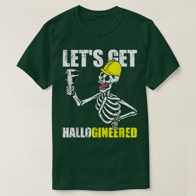 T-shirt Engineer Skeleton Engineering Costume Funny Hallow (Design devant)