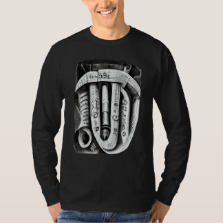 T-shirt Engineering Complex Mechanical Machine Pencil Sket