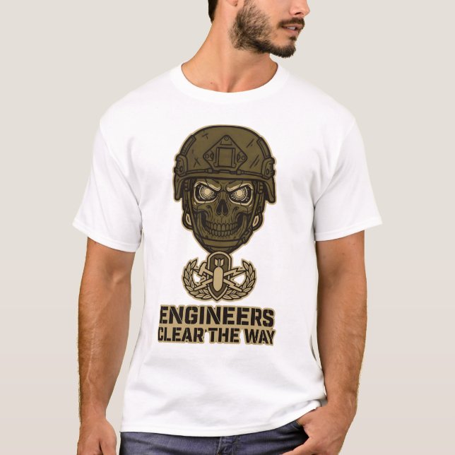 T-shirt Engineers Clear The Way Skull Helmet Tee (Devant)