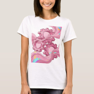 T-shirt Engrenages roses dynamiques et vagues fluides Desi