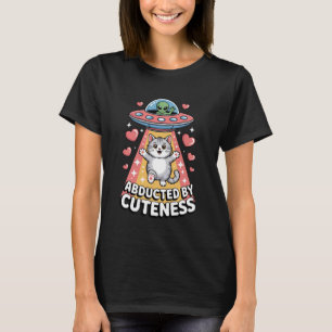 T-shirt Enlevé par Alien Chat Drôlerie Mignon UFO Chatons