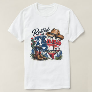 T-shirt Enraciné au Texas - Bottes de Cowboy Vintage
