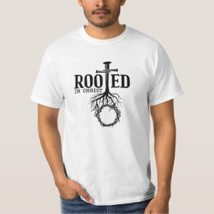 T-shirt Enraciné Dans Le Christ Écriture Croix Verse chrét