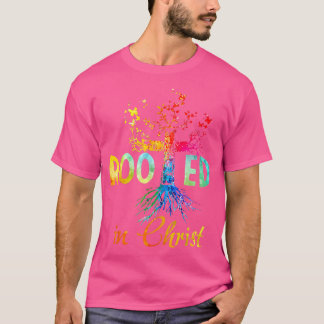 T-shirt Enraciné dans le Christ Jésus Dieu Croyant Chrétie