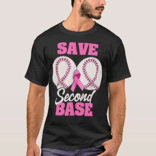 T-shirt Enregistrer 2ème Base Funny Baseball Cancer du Sei