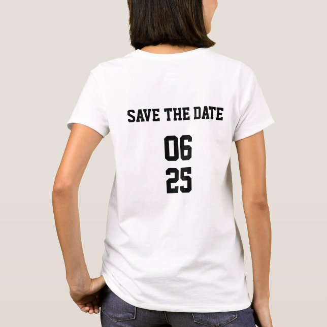 T-shirt Enregistrer la date correspondant à mariage couple (Dos)