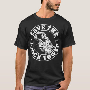 T-shirt Enregistrer l'impression blanche de la tour d'horl