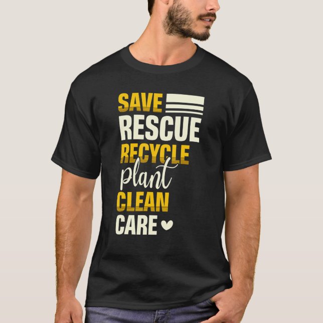 T-shirt Enregistrer Secourir Recycle Plante Nettoyage Natu (Devant)