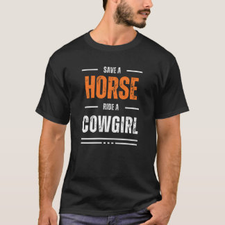 T-shirt enregistrer une course à cheval une cowgirl