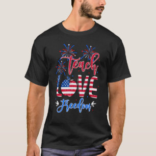 T-shirt Enseignant 4 juillet Rouge Blanc Et Bleu Américain