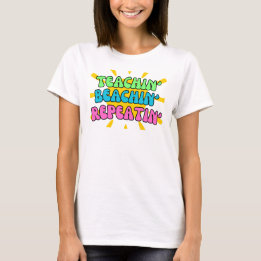 T-shirt Enseignant', Beachin', Répétition' avec soleil
