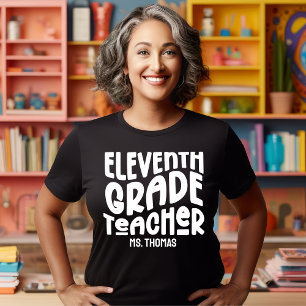 T-shirt Enseignant de 11e année Conception de texte simple