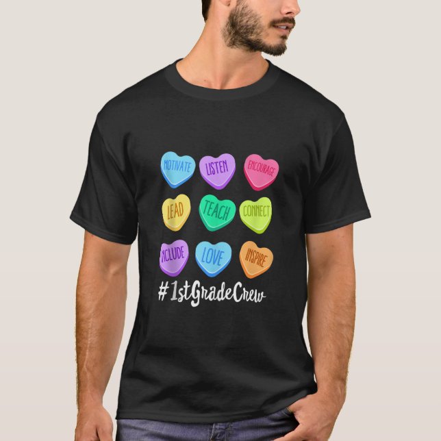 T-shirt Enseignant de 1ère année d'équipage Valentine's Da (Devant)