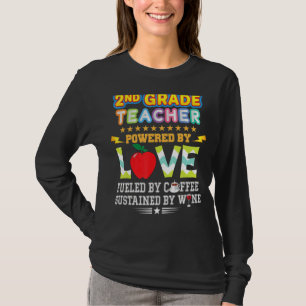 T-shirt Enseignant de 2e année deuxième propulsé par l'amo
