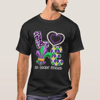 T-shirt Enseignant De 2E Année Plaid Costume Léopard I Lov
