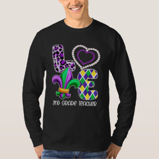 T-shirt Enseignant de 2e année Plaid Leopard Costume I Lov