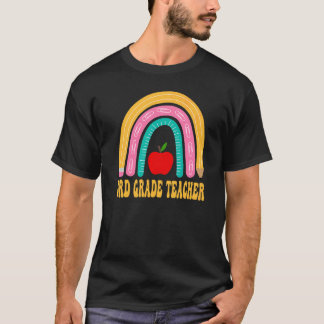 T-shirt Enseignant de 3e année Crayon arc-en-ciel Retour à