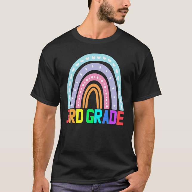 T-shirt Enseignant de 3e année Rainbow Enseignant de 3e an (Devant)