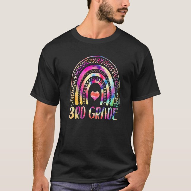 T-shirt Enseignant de 3e année Tie Dye Rainbow Retour à l' (Devant)