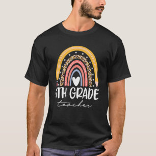T-shirt Enseignant de 4e année Boho Arc-en-ciel Enseignant