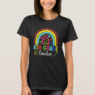 T-shirt Enseignant de 4e année Rainbow Retour à l'école Pr