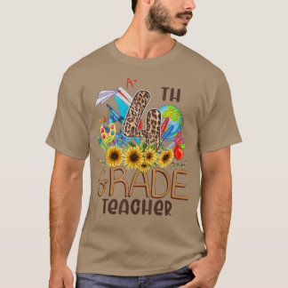 T-shirt Enseignant de 4e année Sunflower Quatrième année R