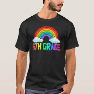 T-shirt Enseignant de cinquième année Léopard Arc-en-ciel