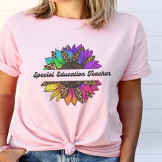 T-shirt Enseignant de l'éducation spéciale Rainbow Sunflow