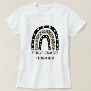 T-shirt Enseignant de première année Leopard Rainbow