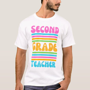 T-shirt ENSEIGNANT DEUXIÈME ANNÉE Virbrant Colors Police B