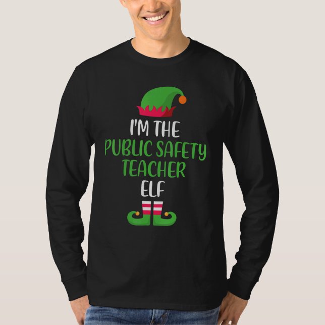 T-shirt Enseignant en sécurité publique Elf Christmas Fami (Devant)